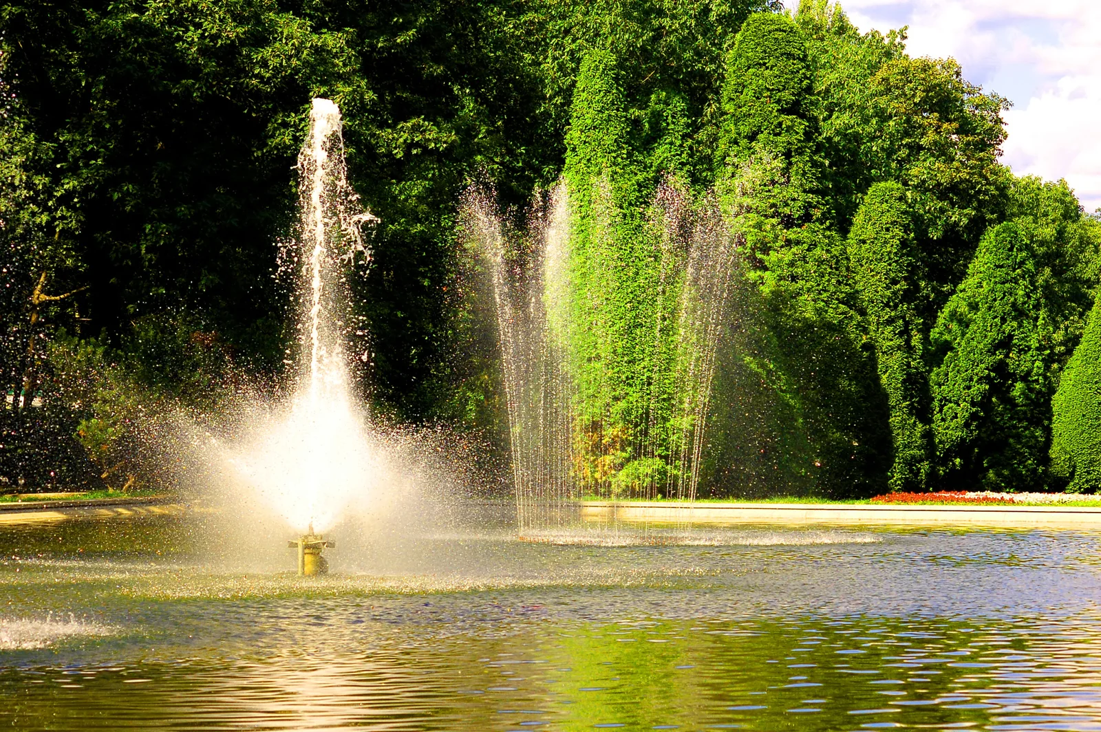 Outdoor fountain and landscape design by Growscape UAE